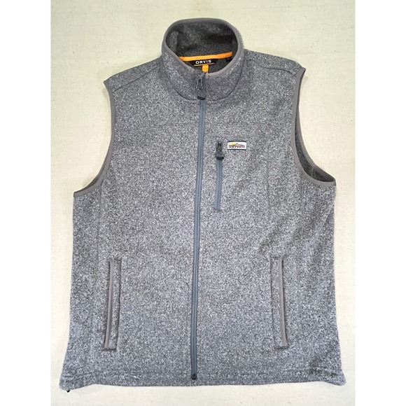Orvis Men's Large Vest Fishing Full Zip Better Sweater Grey Outdoor Wear Trout - Picture 1 of 8